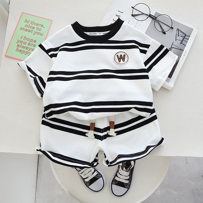 Wholesale Boys Summer Casual Short Sleeved Shorts Cotton Set